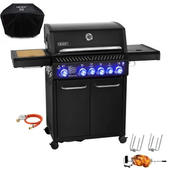 GG04BK ZESTAW Grill gazowy Yoer BeefMaster 4+2 +Pokrowiec +Rożen