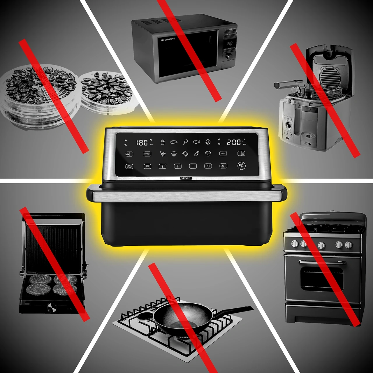 Air Fryer Frytkownica beztłuszczowa 11L Yoer MegaCrisp AF03BK