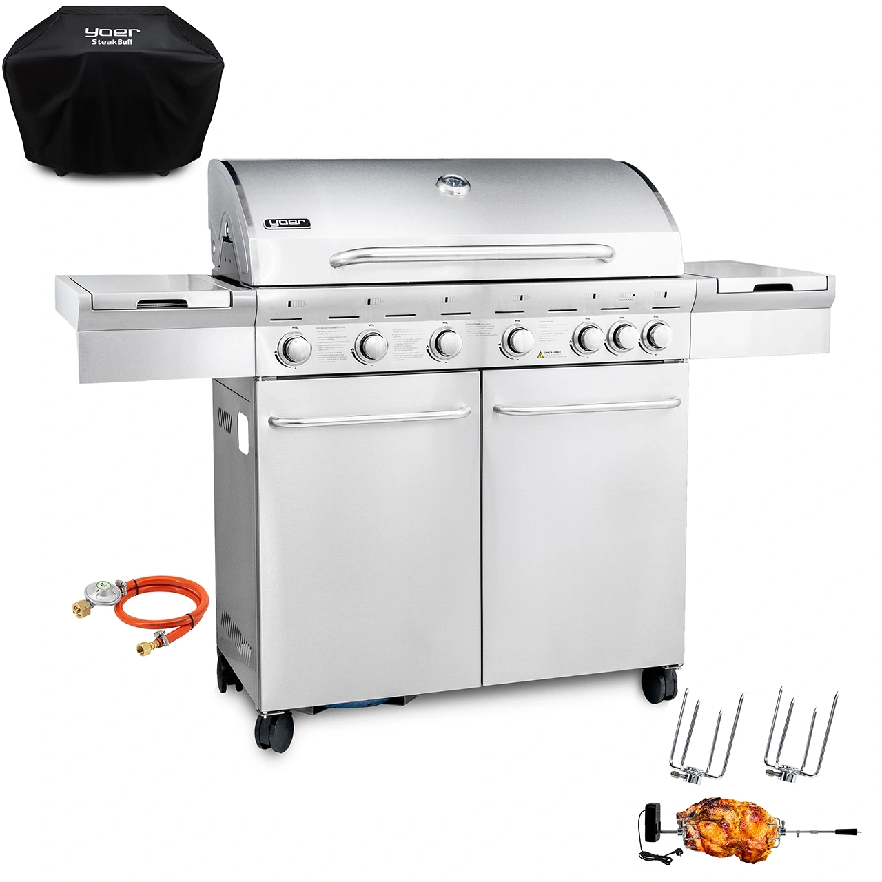 GG02S ZESTAW Grill gazowy Yoer SteakKing 6+1 +Pokrowiec +Rożen