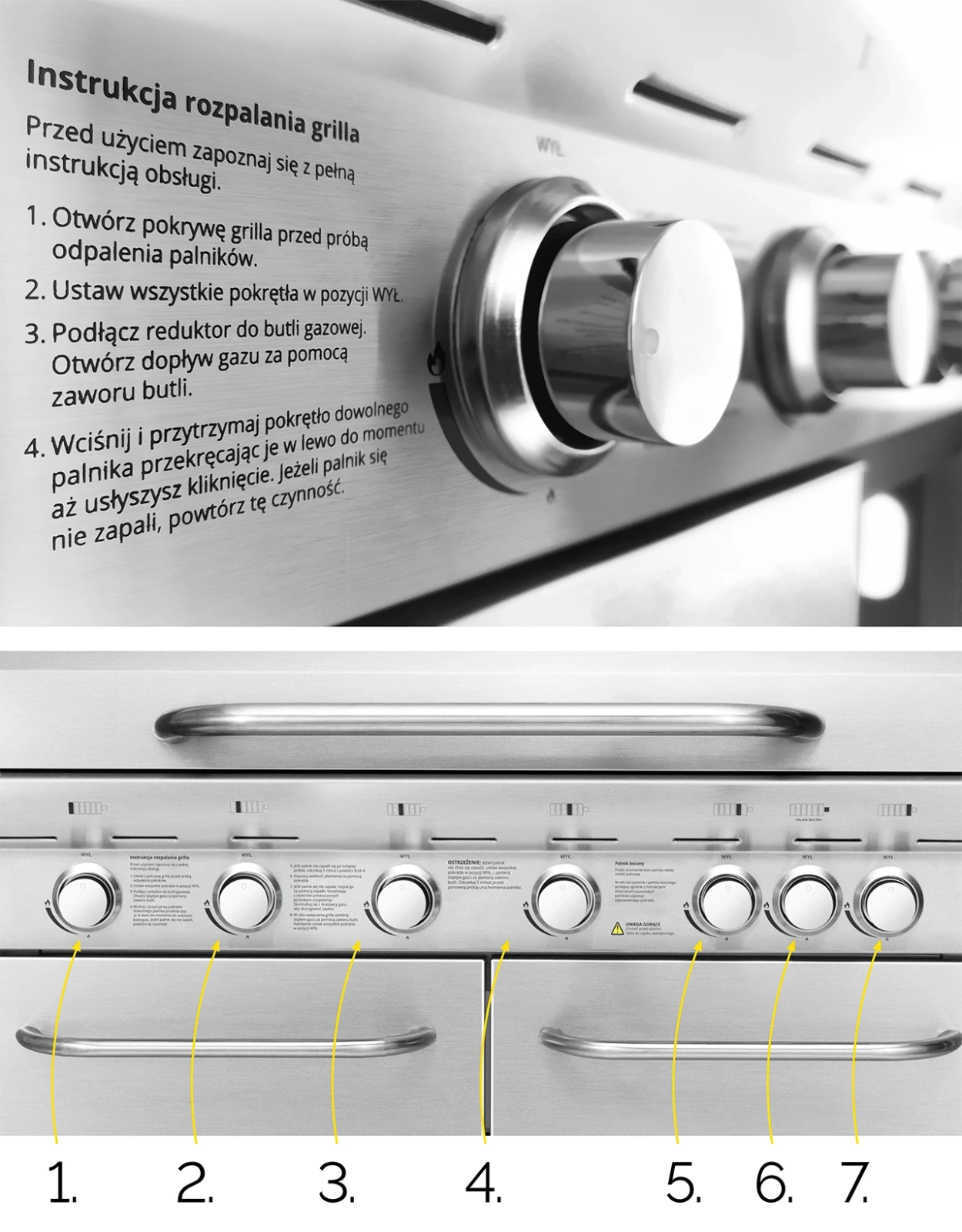 GG02S ZESTAW Grill gazowy Yoer SteakKing 6+1 +Pokrowiec +Rożen +Płyta +Osłona butli