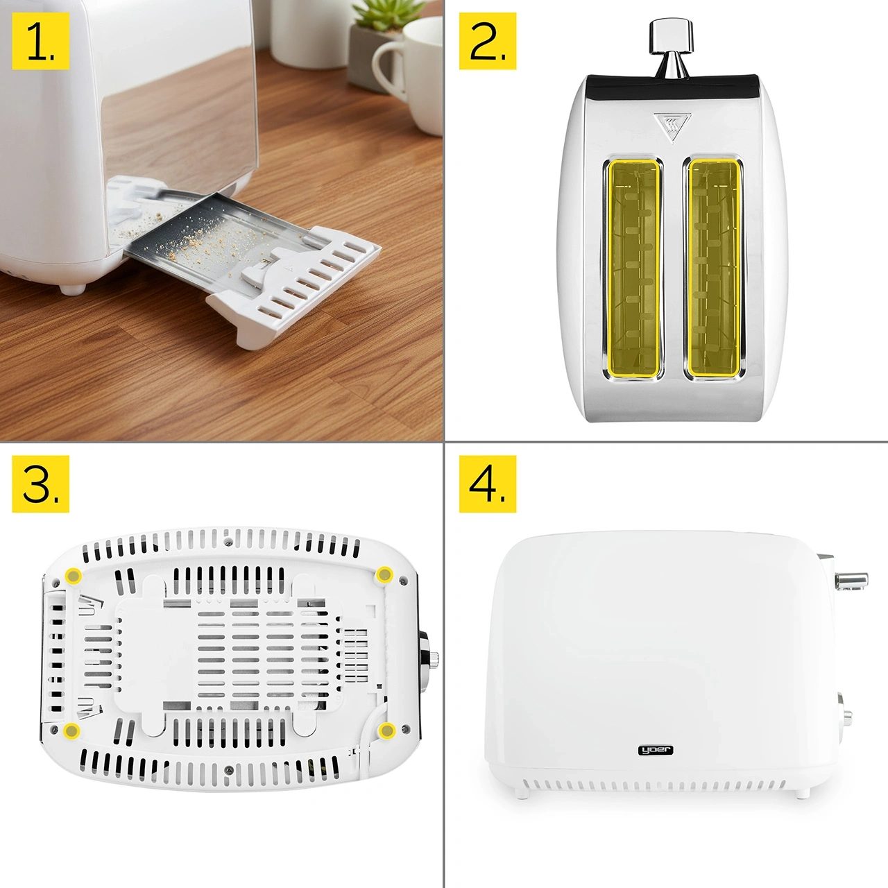 Toster Opiekacz Crystal Yoer T02W z rusztem na bułki