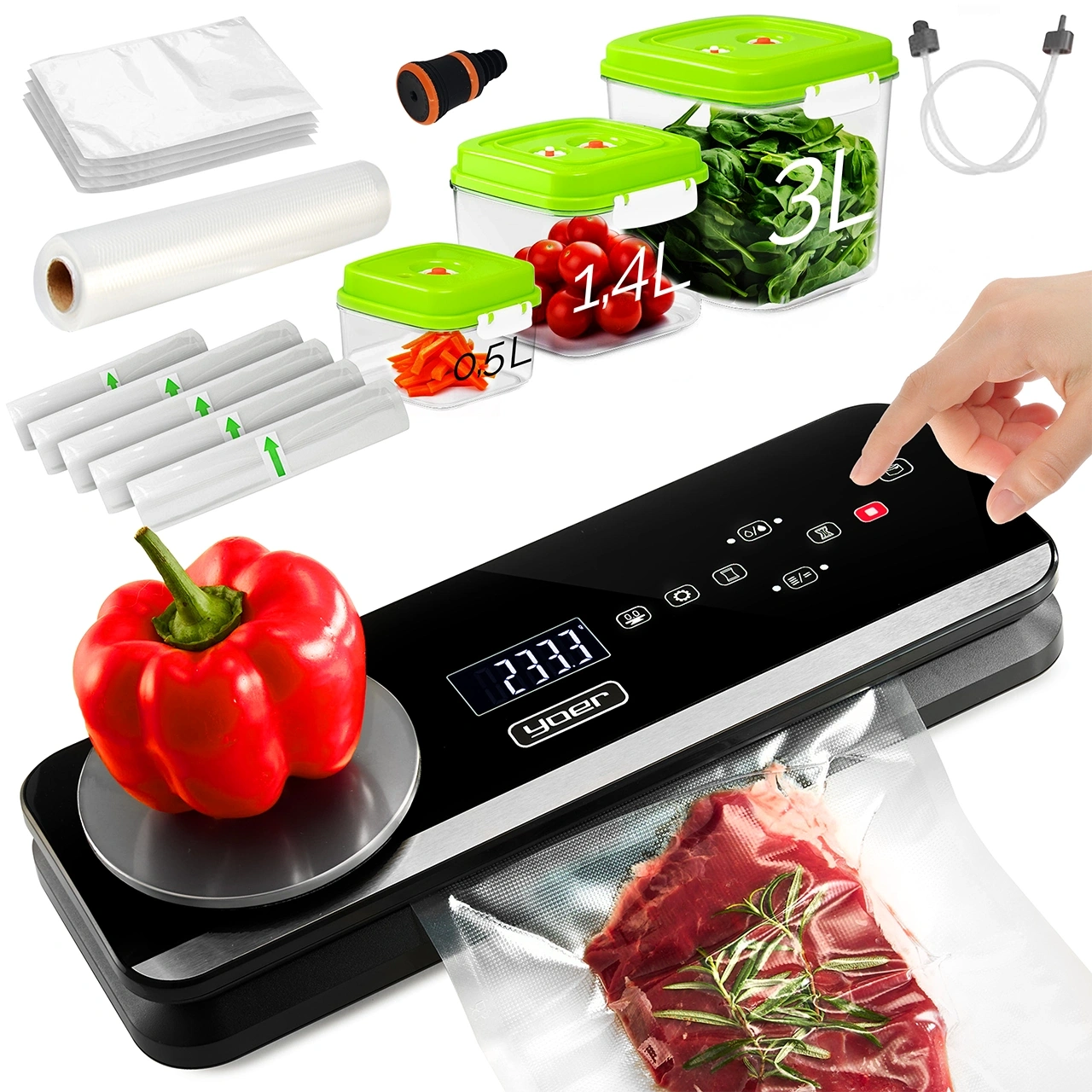 VSS01BK ZESTAW Zgrzewarka próżniowa Yoer FreshFood  z wagą + Pojemniki próżniowe