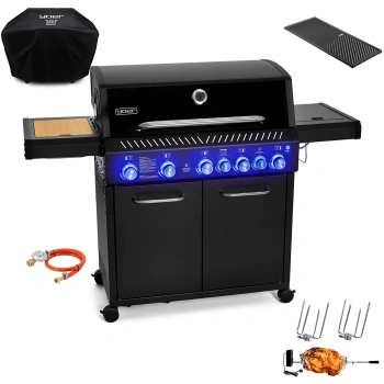 GG05BK ZESTAW Grill gazowy Yoer BeefBaron 5+2 +Pokrowiec +Rożen +Płyta