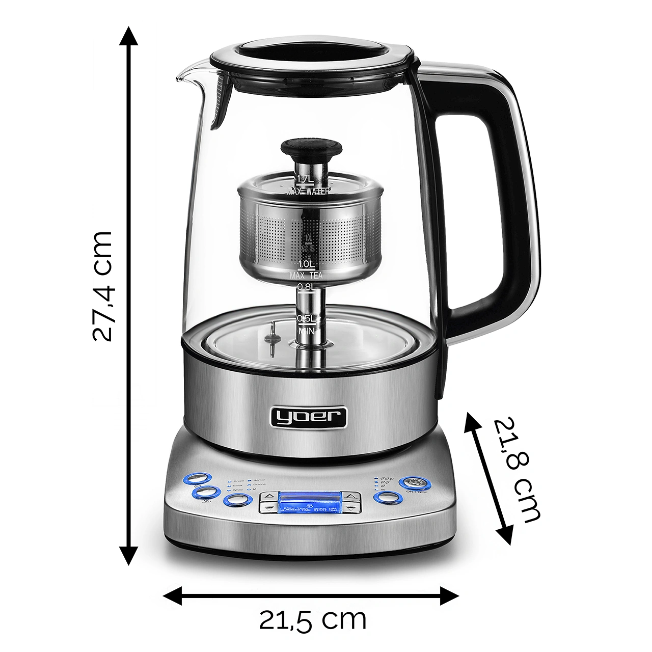 Bezprzewodowy czajnik elektryczny z zaparzaczem herbaty Yoer Flavoro EK03S