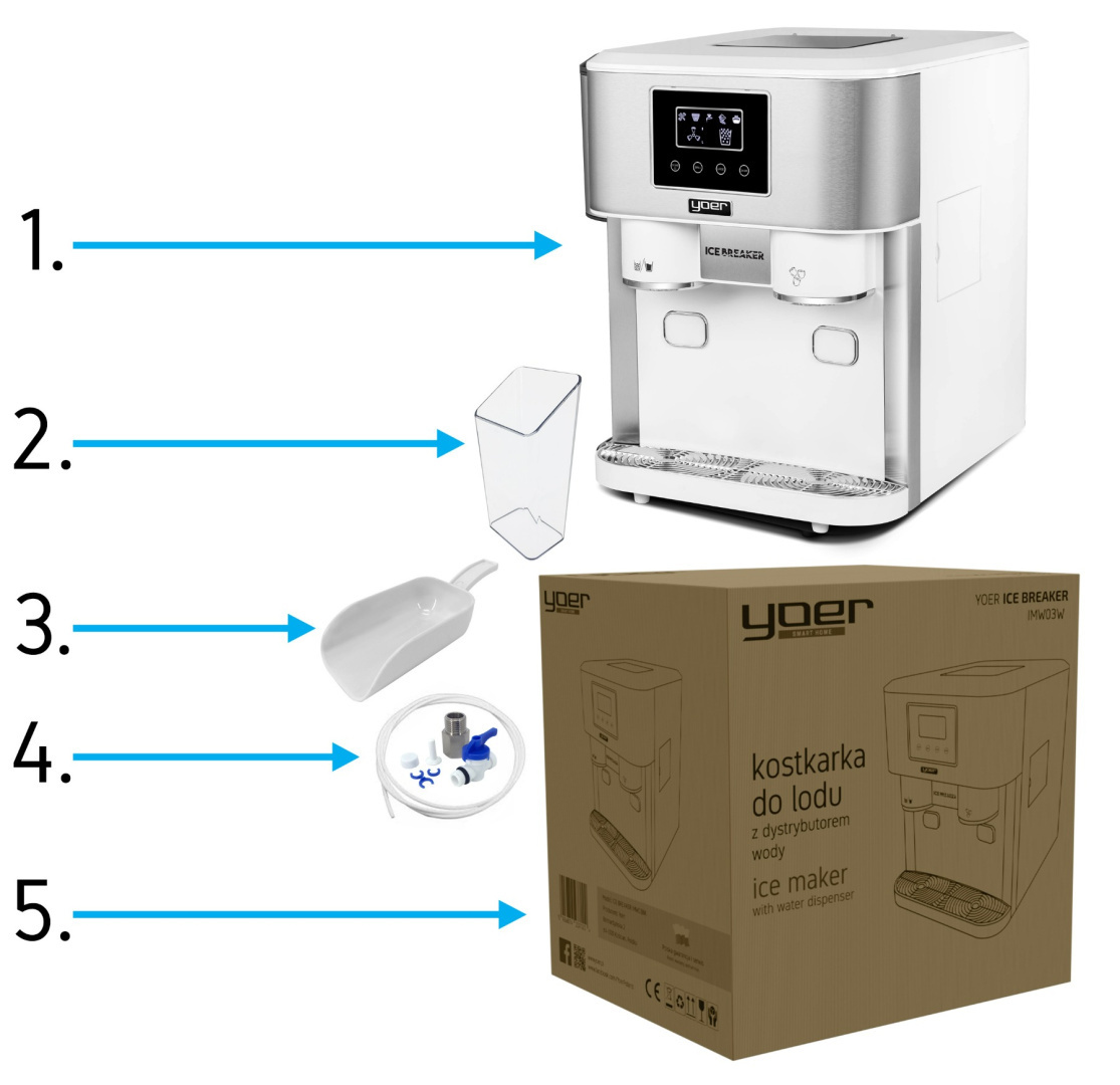 Kostkarka do lodu z dystrybutorem wody Yoer IceBreaker IMW03W