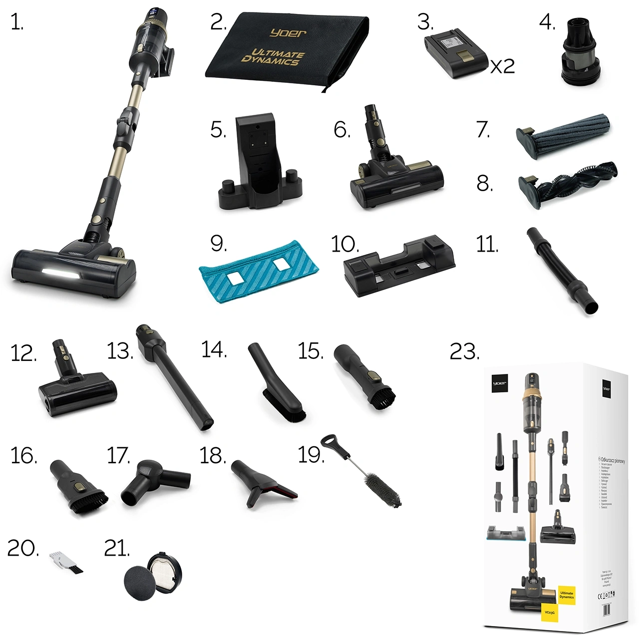 ZESTAW Odkurzacz pionowy + Bateria + 2 filtry