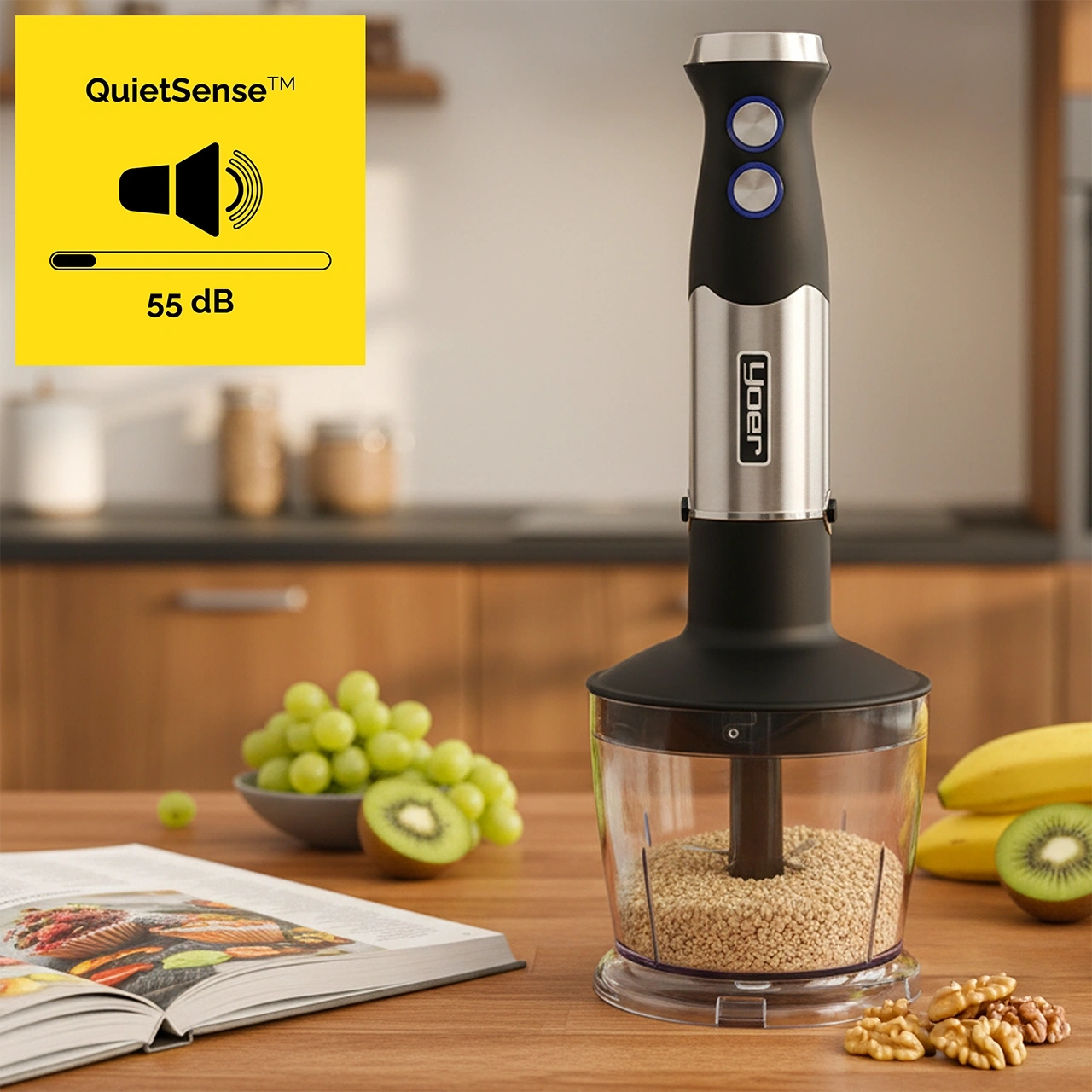 HB01S ZESTAW Blender ręczny Yoer SixEdge + Spiralizer + Szatkownica + Młynek do kawy i przypraw + Zestaw kubków  