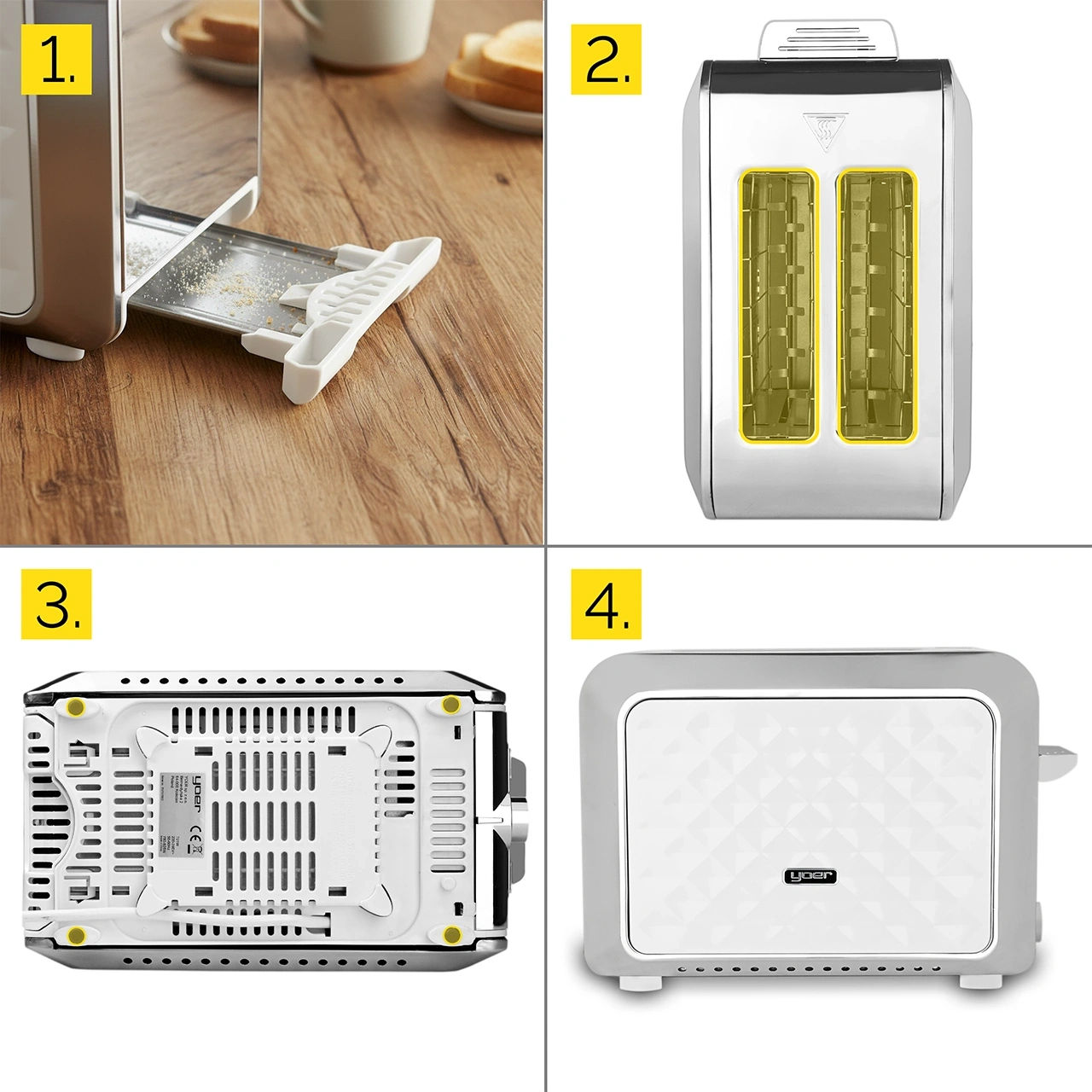 Toster Opiekacz Yoer Diamond T01W z rusztem na bułki