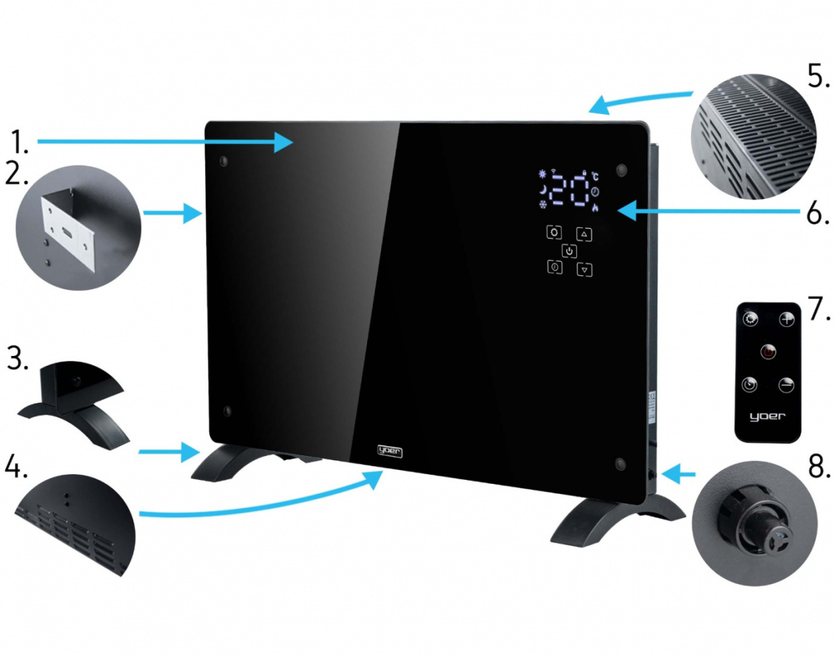 Elektryczny grzejnik konwektorowy Yoer Glosso CH02BK