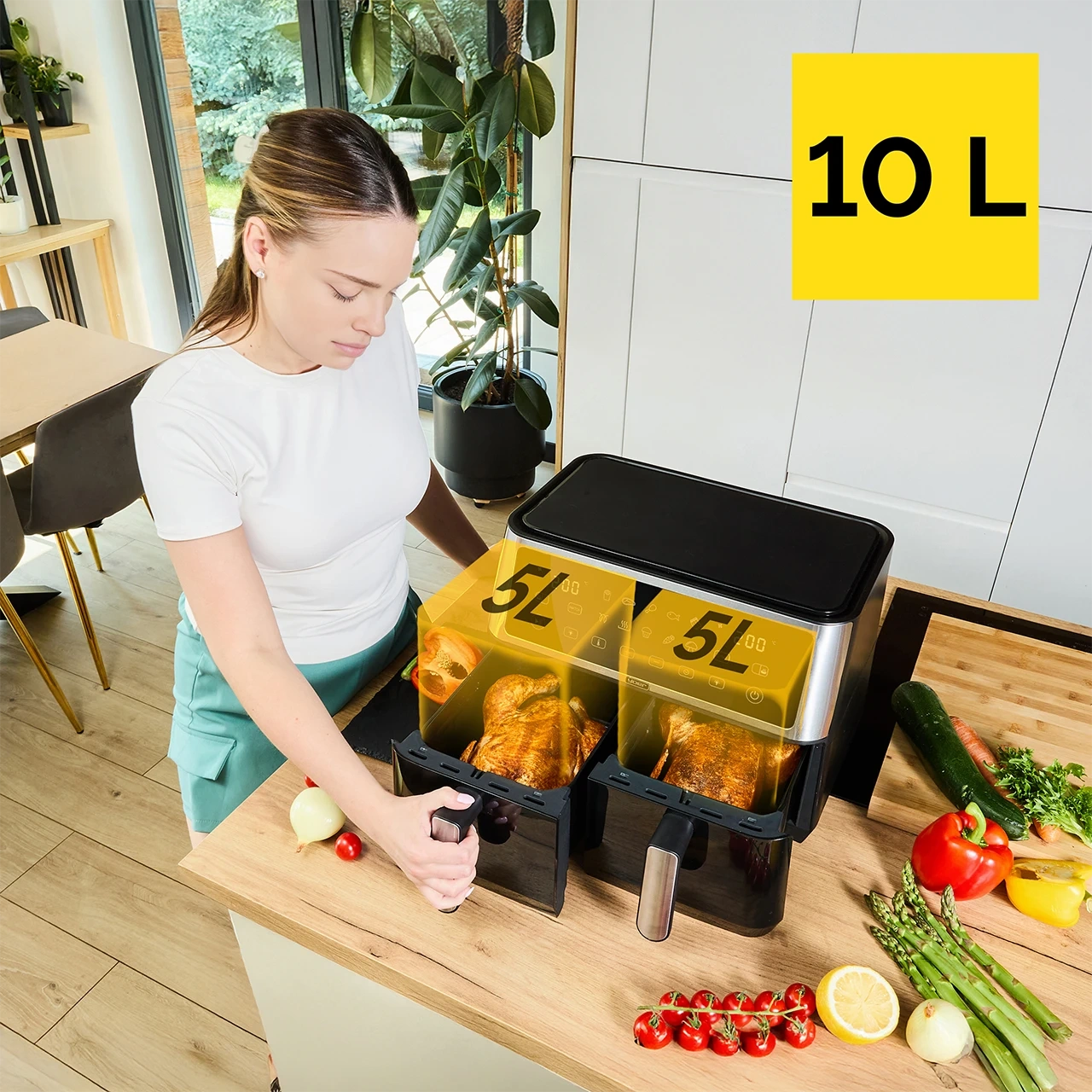 Air Fryer Frytkownica beztłuszczowa 10L Yoer DualCrisp AF02BK