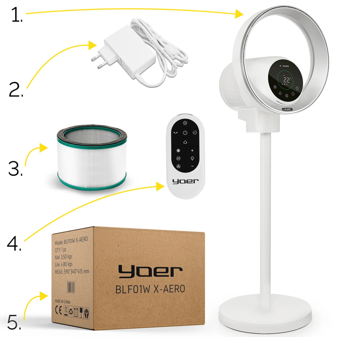 Aerodynamiczny wentylator bezłopatkowy Yoer X-Aero BLF01W