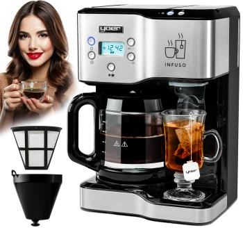 Przelewowy ekspres do kawy z dystrybutorem gorącej wody Yoer Infuso CMW02BK