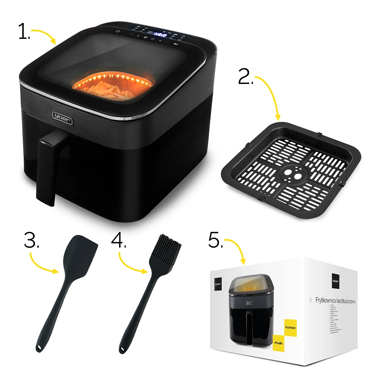Air Fryer Frytkownica beztłuszczowa Yoer FryVision AF04BK