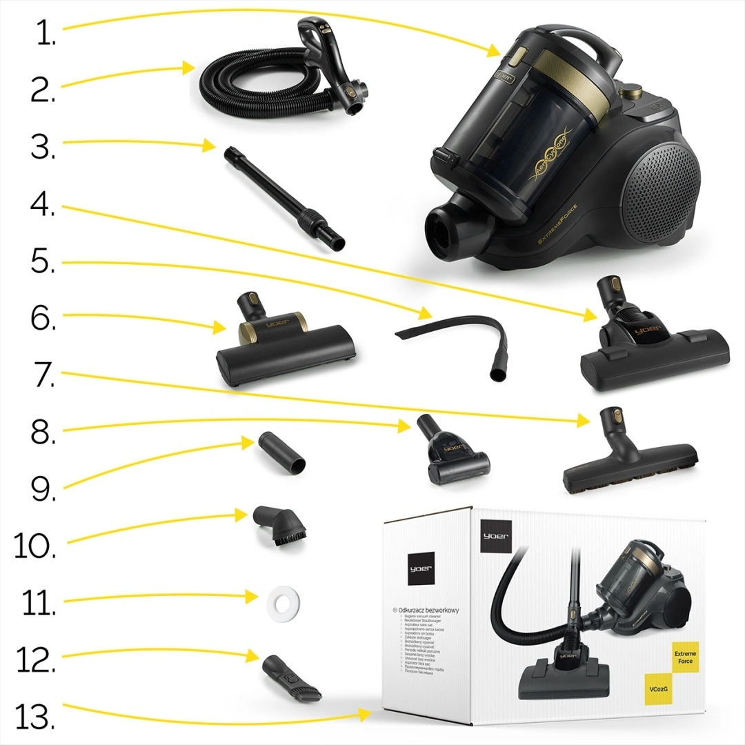 Odkurzacz bezworkowy Yoer ExtremeForce VC02G