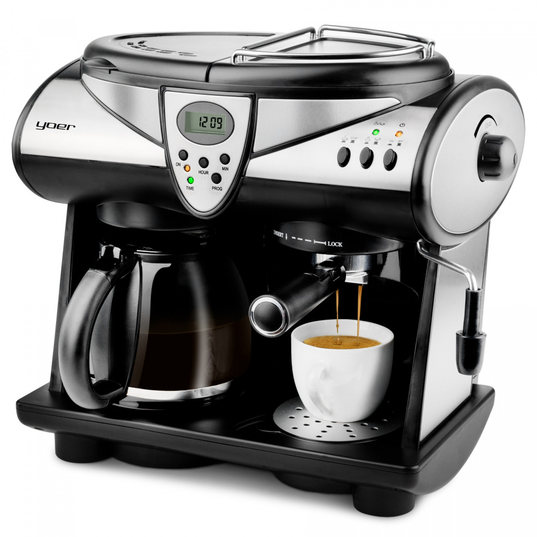 Ekspres do kawy ciśnieniowo-przelewowy Yoer Doppio CCM01BK 2w1