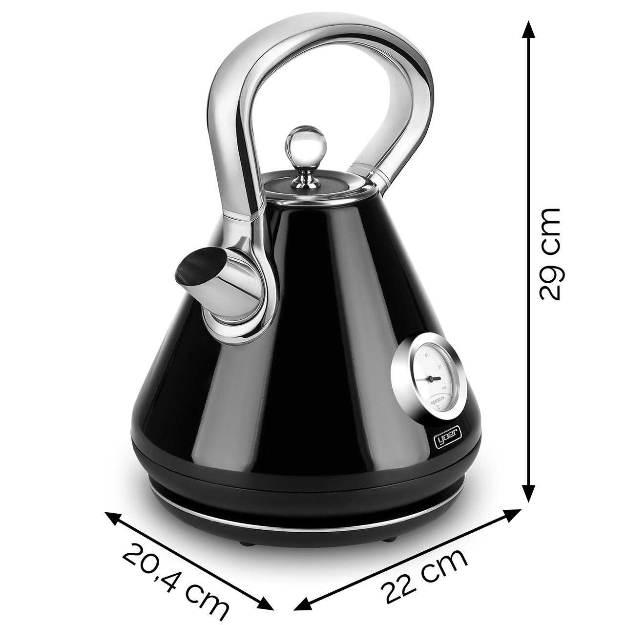 Bezprzewodowy Czajnik elektryczny Yoer Crystal EK02BK z termometrem