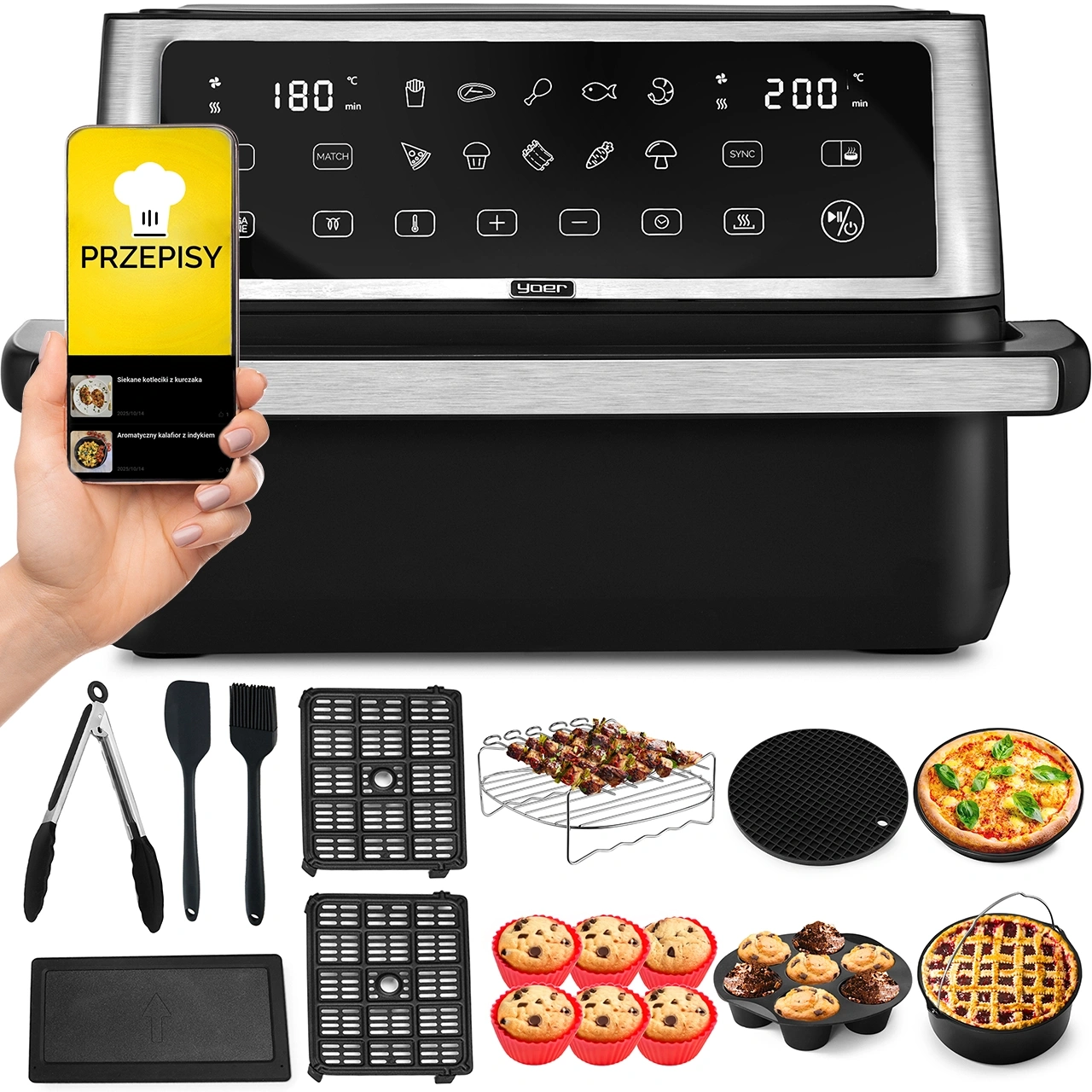 Air Fryer Frytkownica beztłuszczowa 11L Yoer MegaCrisp AF03BK