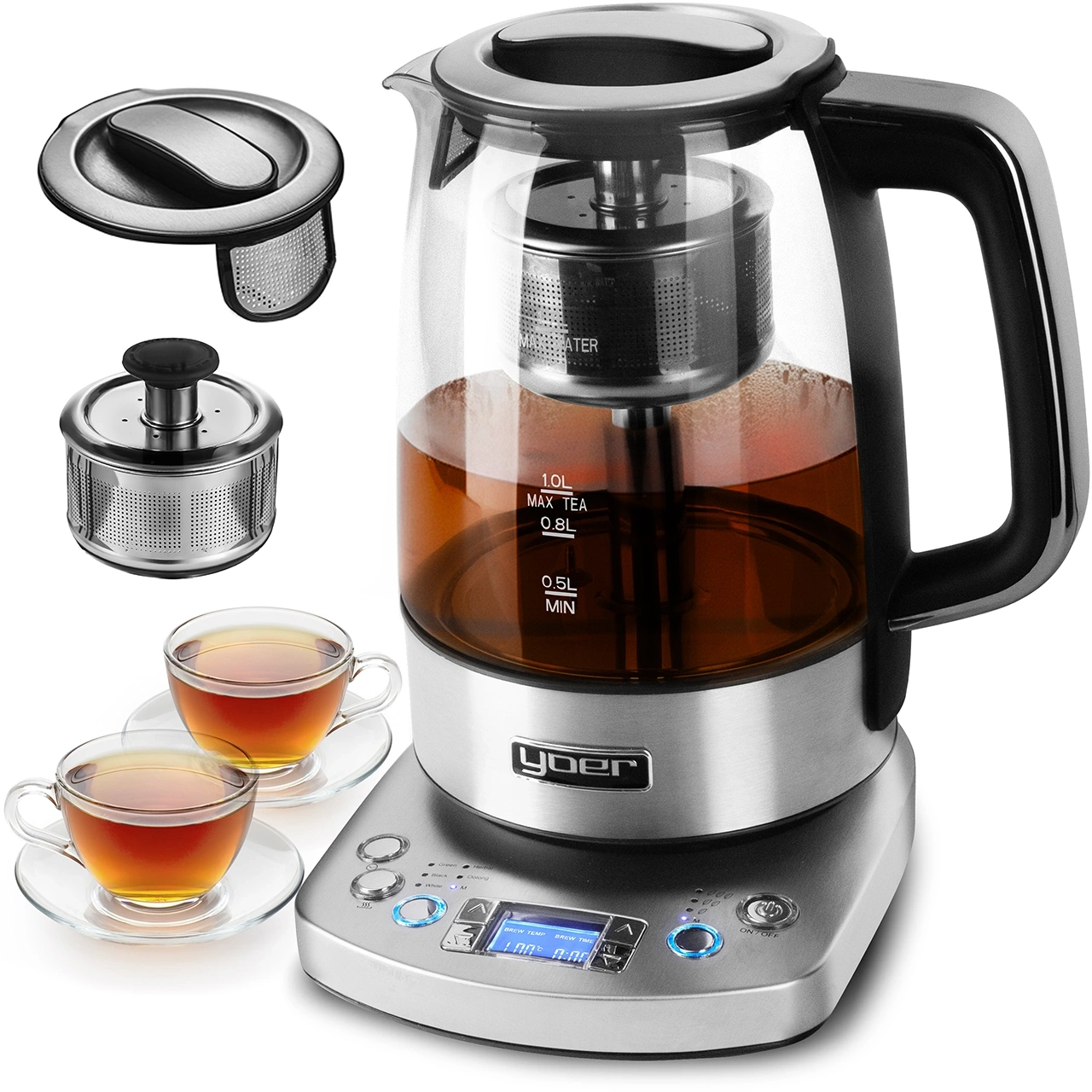 Bezprzewodowy czajnik elektryczny z zaparzaczem herbaty Yoer Flavoro EK03S