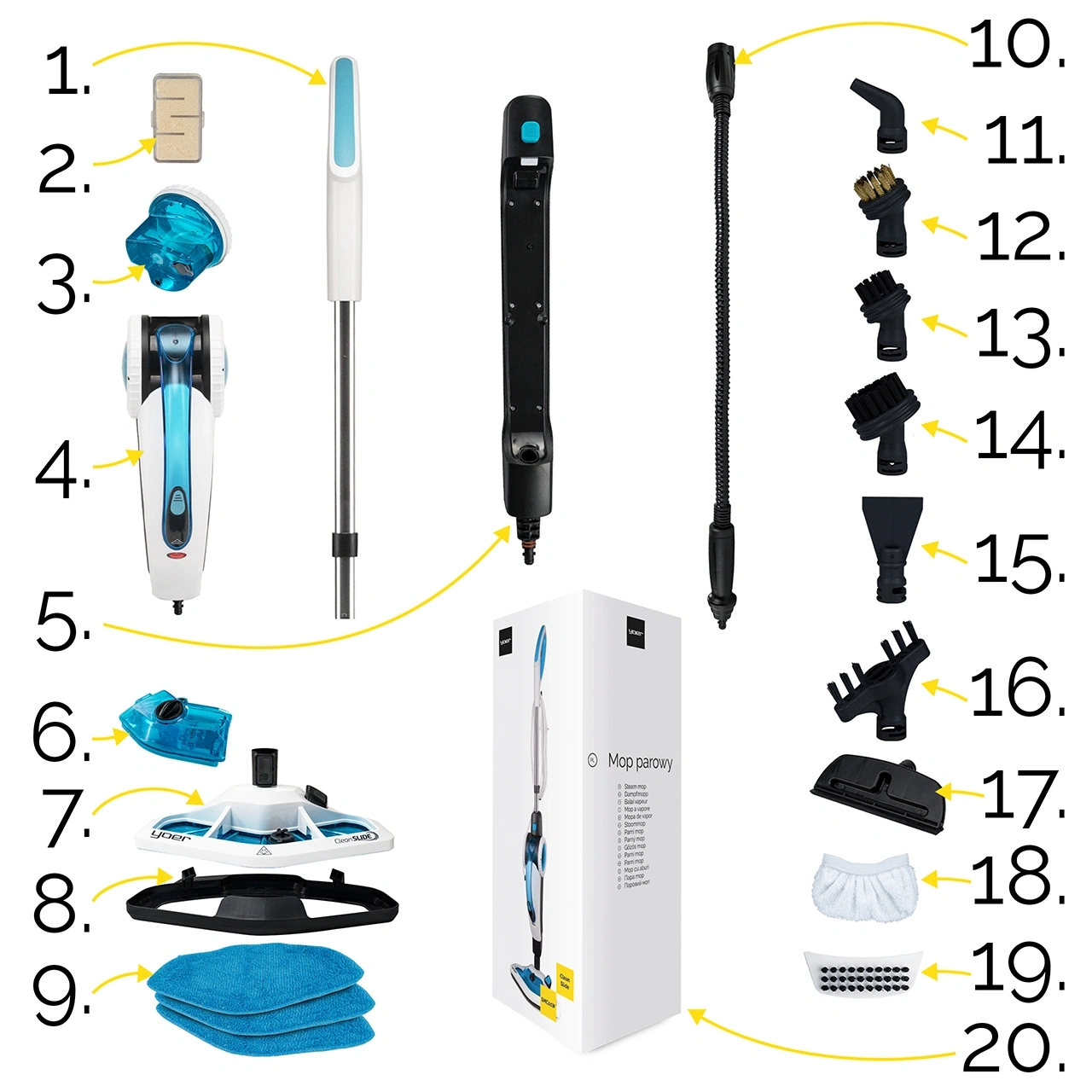 Mop parowy z myjką ręczną Yoer CleanSlide SMC01W