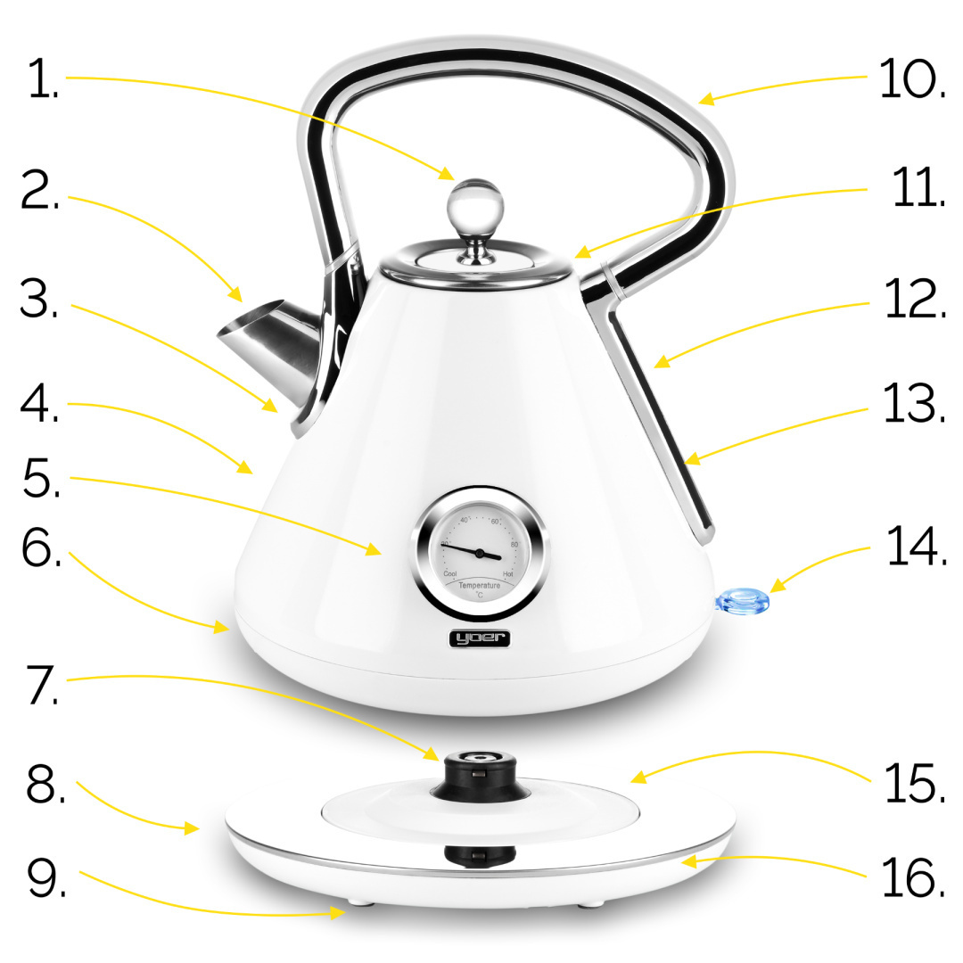 ZESTAW Czajnik elektryczny Yoer EK02W + Toster Yoer T02W seria Crystal