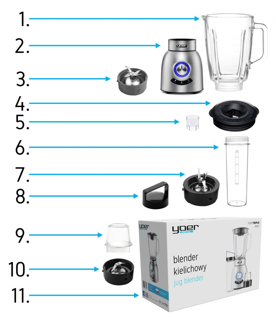 Blender kielichowy Yoer Triplo JB02S