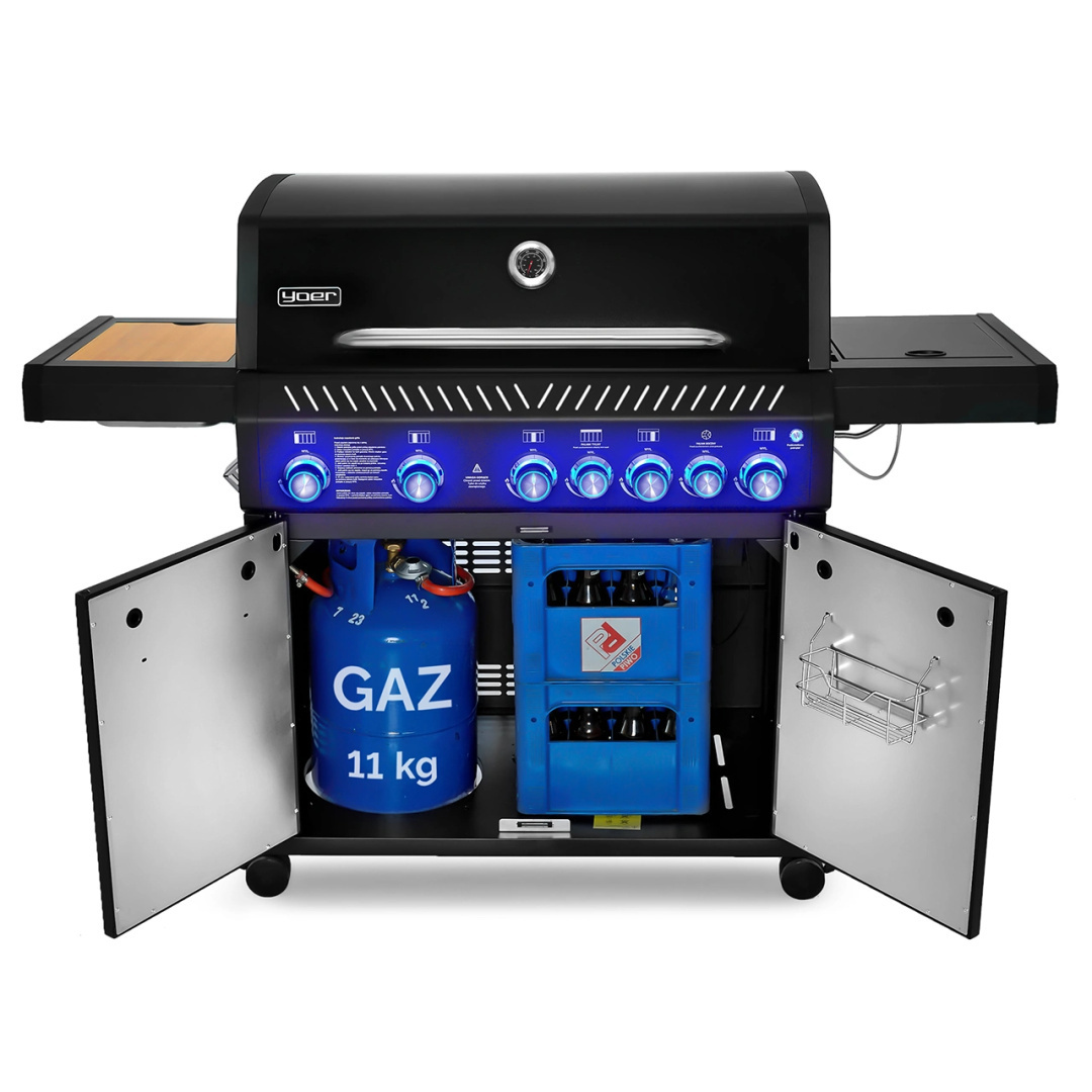 GG05BK ZESTAW Grill gazowy Yoer BeefBaron 5+2 +Pokrowiec +Rożen