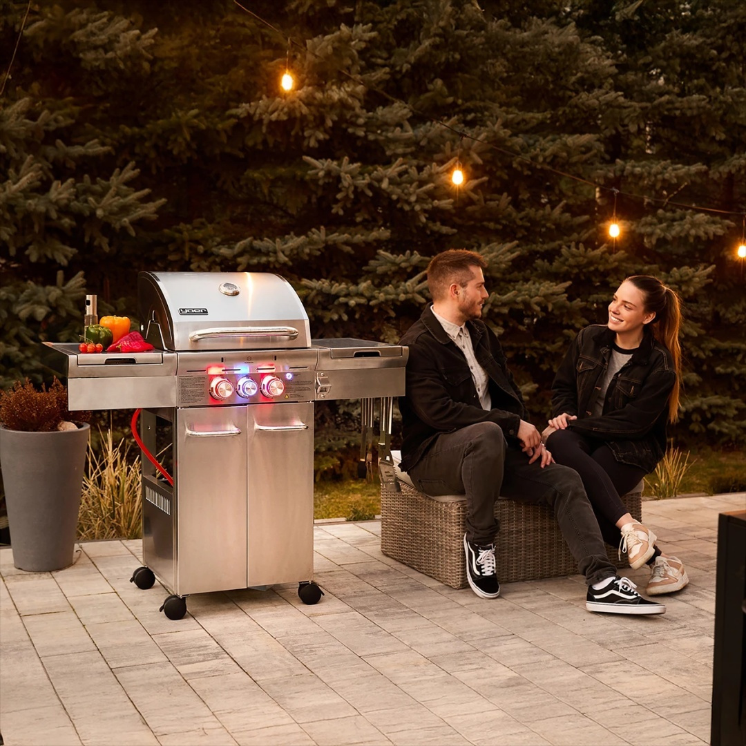 GG03S ZESTAW Grill gazowy Yoer SteakBuff 2+1 +Pokrowiec +Rożen