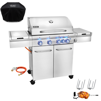 GG01S ZESTAW Grill gazowy Yoer SteakMaster 4+1 +Pokrowiec +Rożen