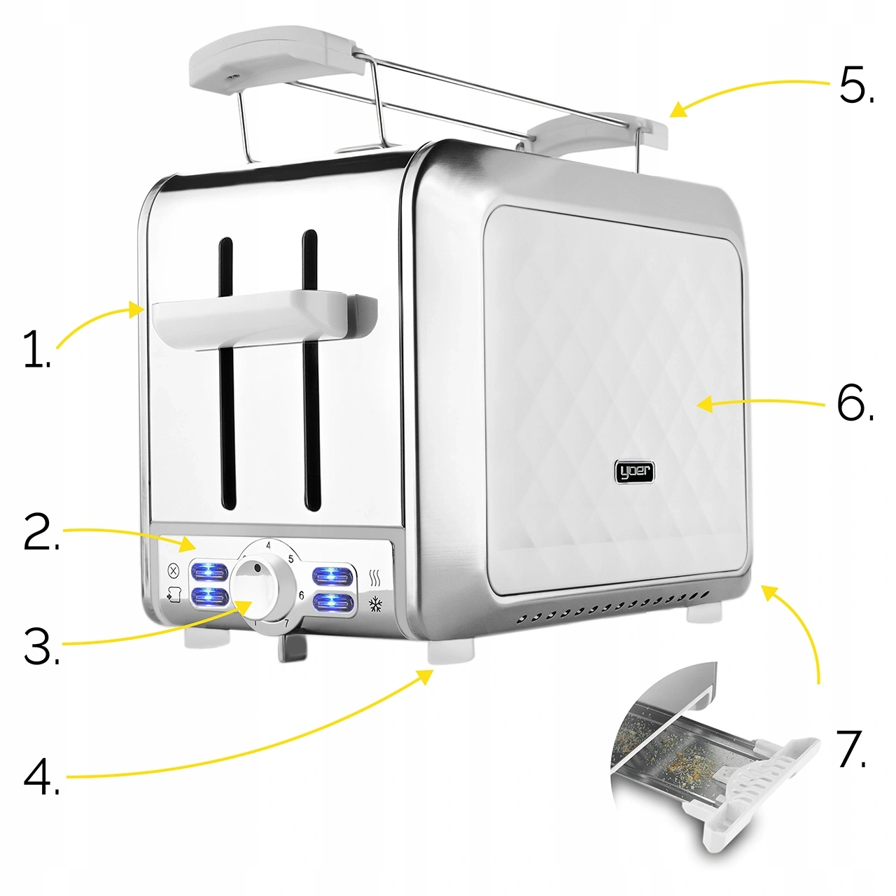 Toster Opiekacz Yoer Diamond T01W z rusztem na bułki
