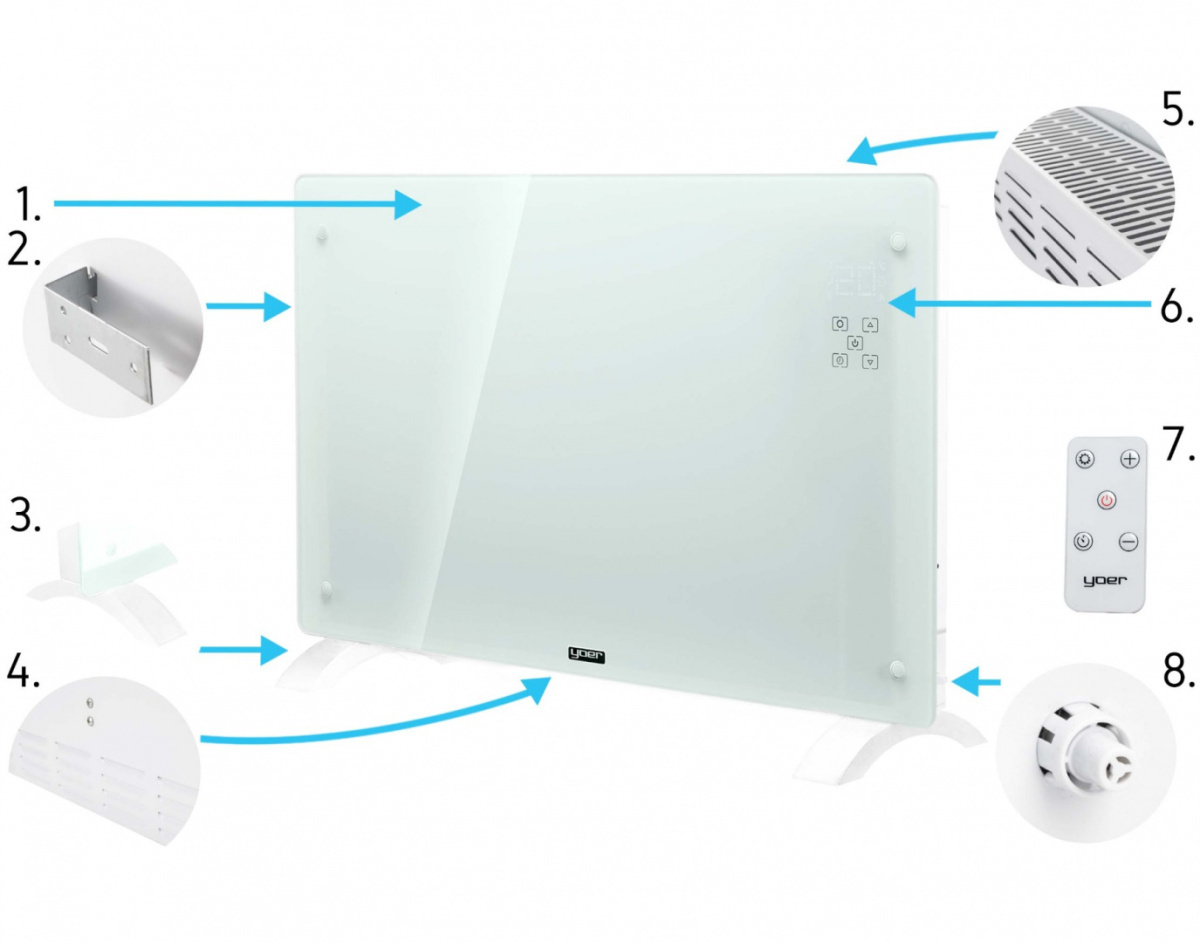 Elektryczny grzejnik konwektorowy Yoer Glosso CH02W