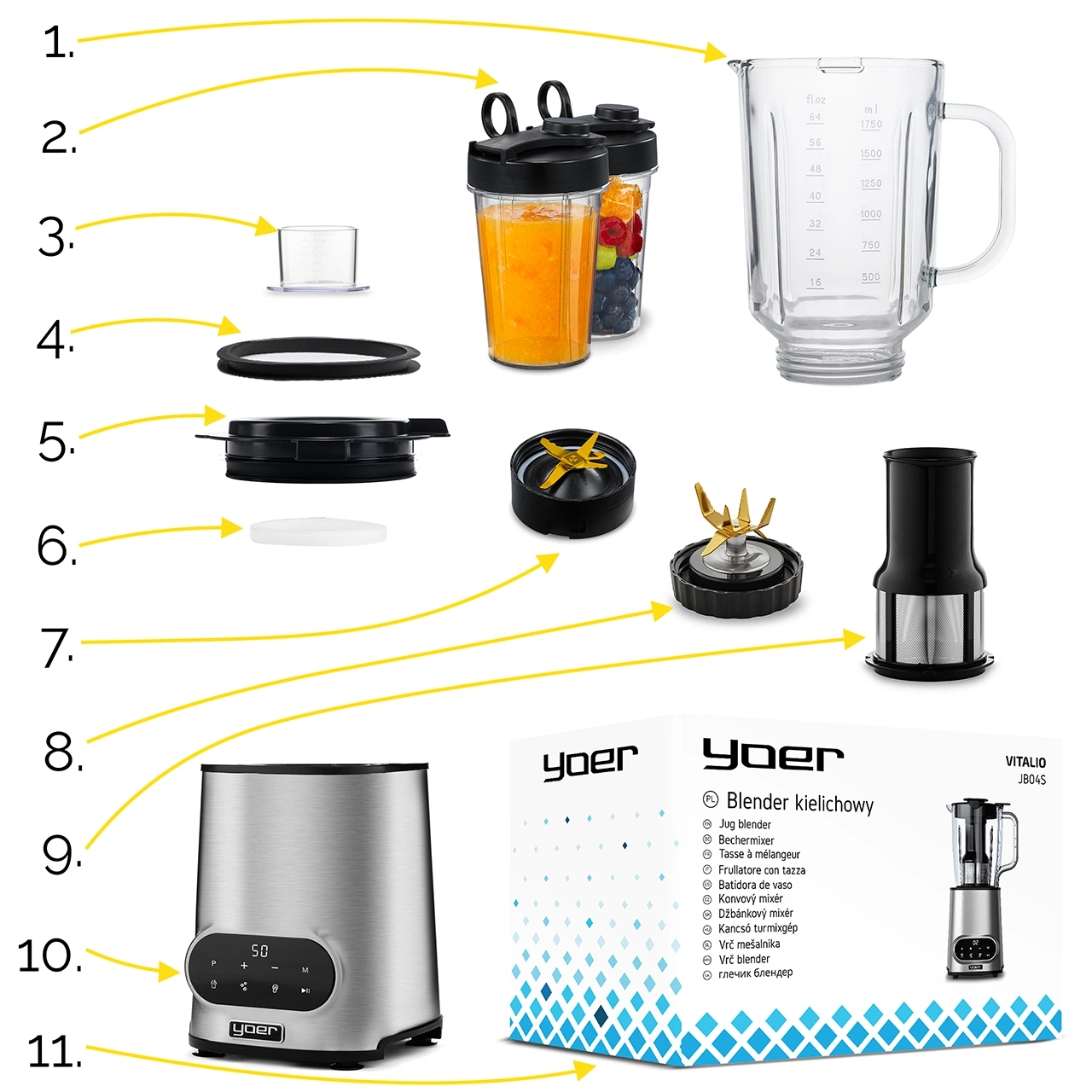 Blender kielichowy Yoer Vitalio JB04S