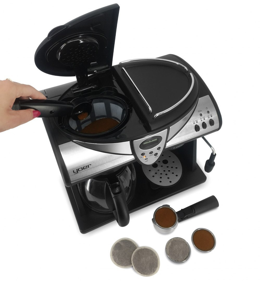 Ekspres do kawy ciśnieniowo-przelewowy Yoer Doppio CCM01BK 2w1