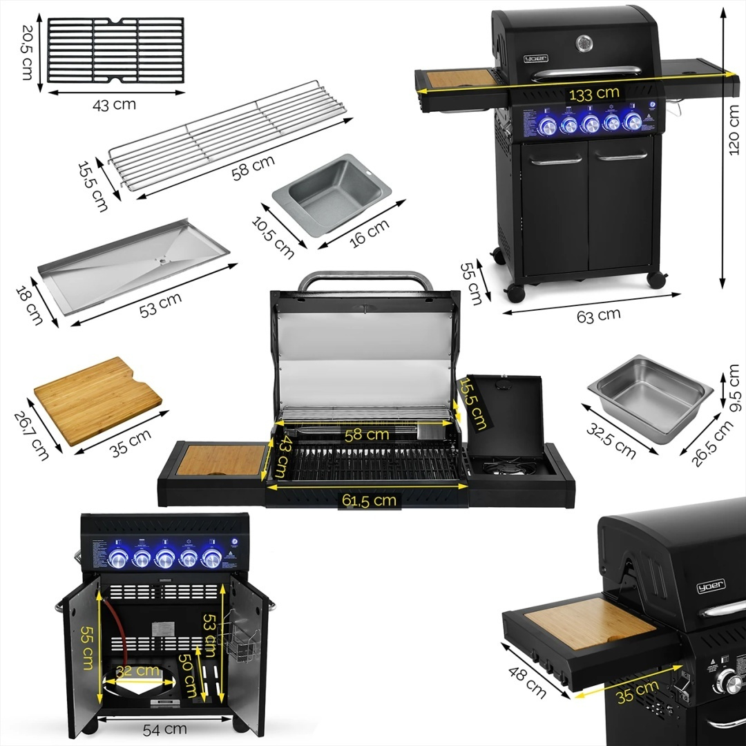Grill gazowy Yoer BeefChef GG06BK 3+2