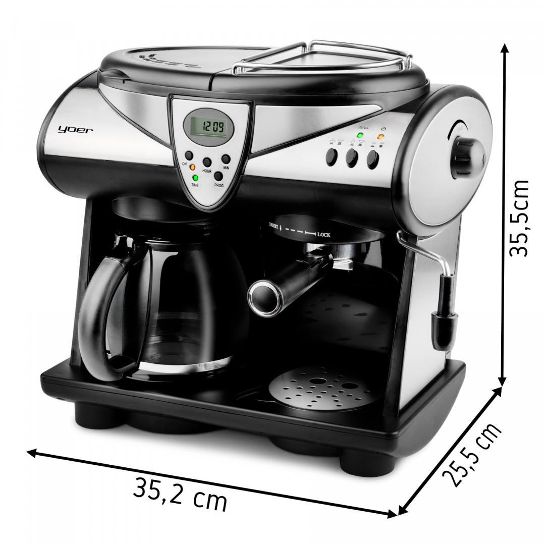 Ekspres do kawy ciśnieniowo-przelewowy Yoer Doppio CCM01BK 2w1