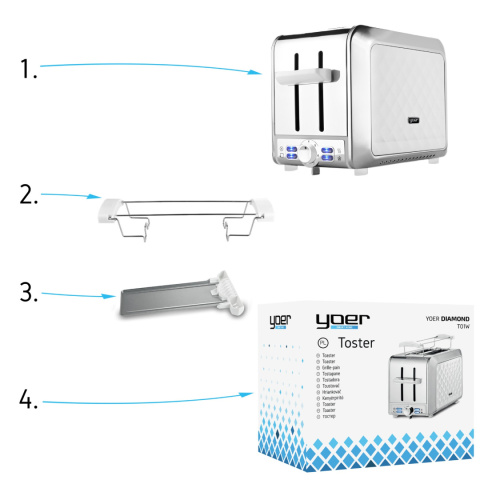 ZESTAW Czajnik elektryczny Yoer EK01W + Toster Yoer T01W seria Diamond
