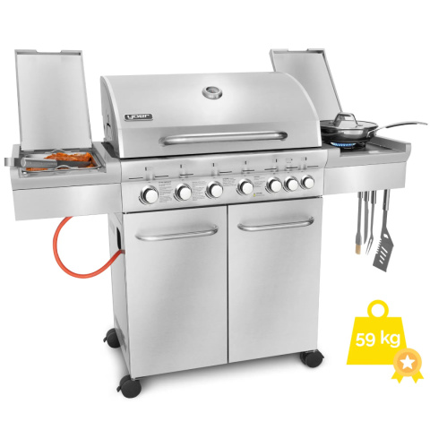 GG02S ZESTAW Grill gazowy Yoer SteakKing 6+1 +Pokrowiec +Rożen