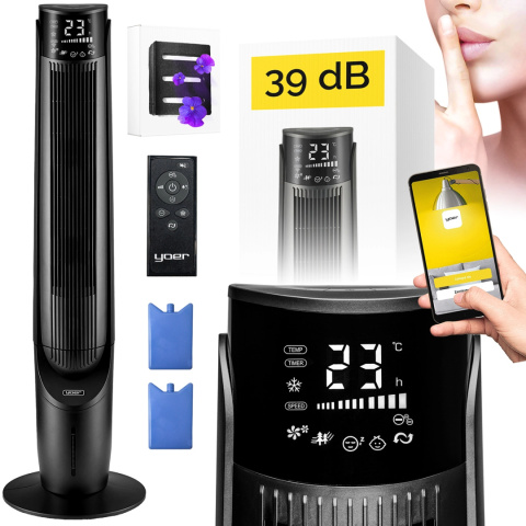 Cichy 39dB Klimator wodny przenośny Wentylator kolumnowy Yoer 6w1 ION AROMA Cichy 39dB Klimator wodny przenośny Wentylator kolumnowy Yoer 6w1 ION AROMA