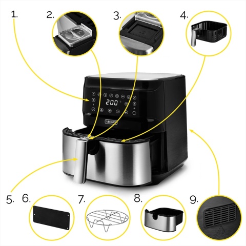 Frytkownica beztłuszczowa Air Fryer Yoer Crispo AF01BK Frytkownica beztłuszczowa Air Fryer Yoer Crispo AF01BK
