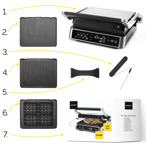 Grill elektryczny z termosondą Yoer CraftGrill EG06BK