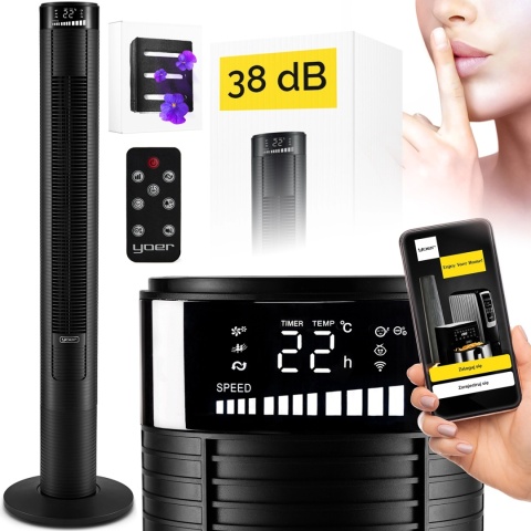 Wentylator kolumnowy i jonizator XXL Yoer Spiro TF03BK