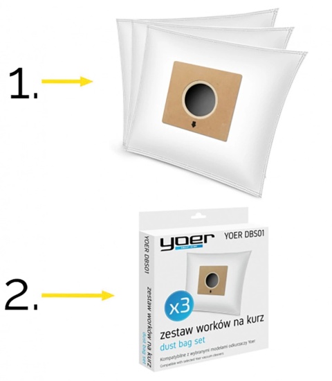 Zestaw 3 worków do odkurzacza Yoer VC01BK Zestaw 3 worków do odkurzacza Yoer VC01BK