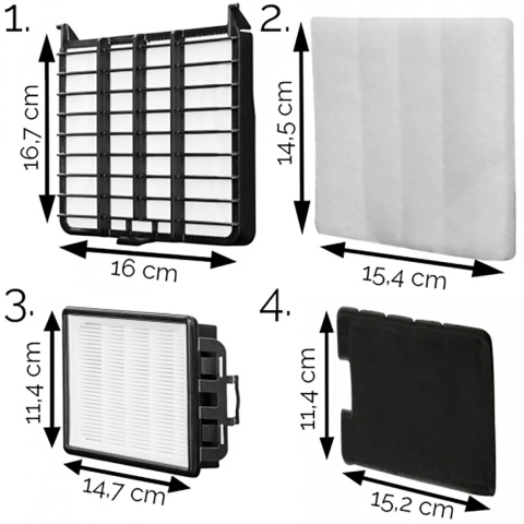 Zestaw 4 filtrów do odkurzacza Yoer VC01BK Zestaw 4 filtrów do odkurzacza Yoer VC01BK