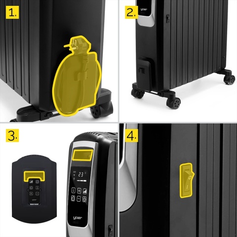 Grzejnik elektryczny Olejowy Yoer 2500W Energooszczędny 10 żeber ➕WiFi ➕TIMER