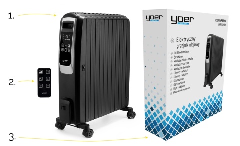 Grzejnik elektryczny Olejowy Yoer 2500W Energooszczędny 10 żeber ➕WiFi ➕TIMER