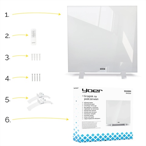 Elektryczny grzejnik na podczerwień Yoer Quadro IRH03W Elektryczny grzejnik na podczerwień Yoer Quadro IRH03W