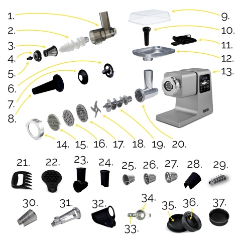Maszynka do mielenia mięsa, wyciskarka, szatkownica Yoer GrindForce MG02S