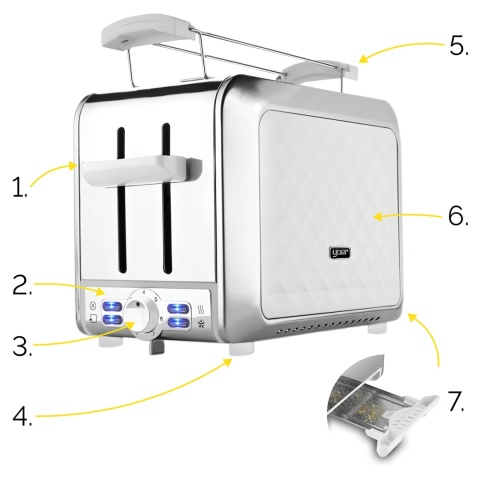 Toster Opiekacz Yoer Diamond T01W z rusztem na bułki