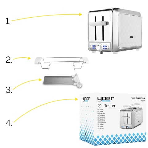 Toster Opiekacz Yoer Diamond T01W z rusztem na bułki