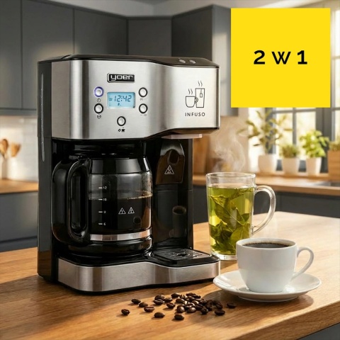 Przelewowy ekspres do kawy z dystrybutorem gorącej wody Yoer Infuso CMW02BK
