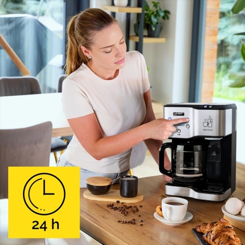 Przelewowy ekspres do kawy z dystrybutorem gorącej wody Yoer Infuso CMW02BK